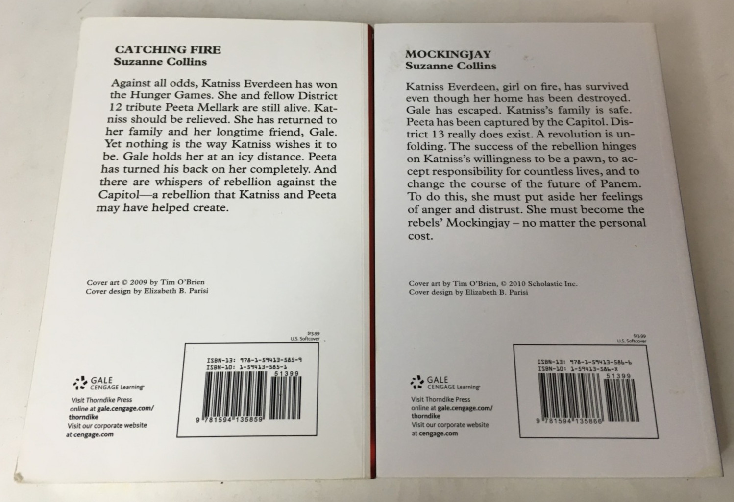 Lot of 2 Hunger Games Series Books 2 & 3 (Catching Fire Mockingjay) LARGE PRINT