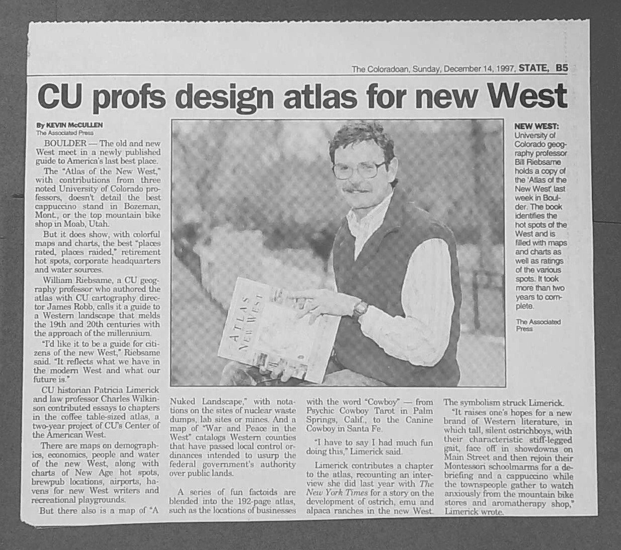 Atlas of the New West, Riebsame, 1997, 1st edition, signed/personalized (A418)