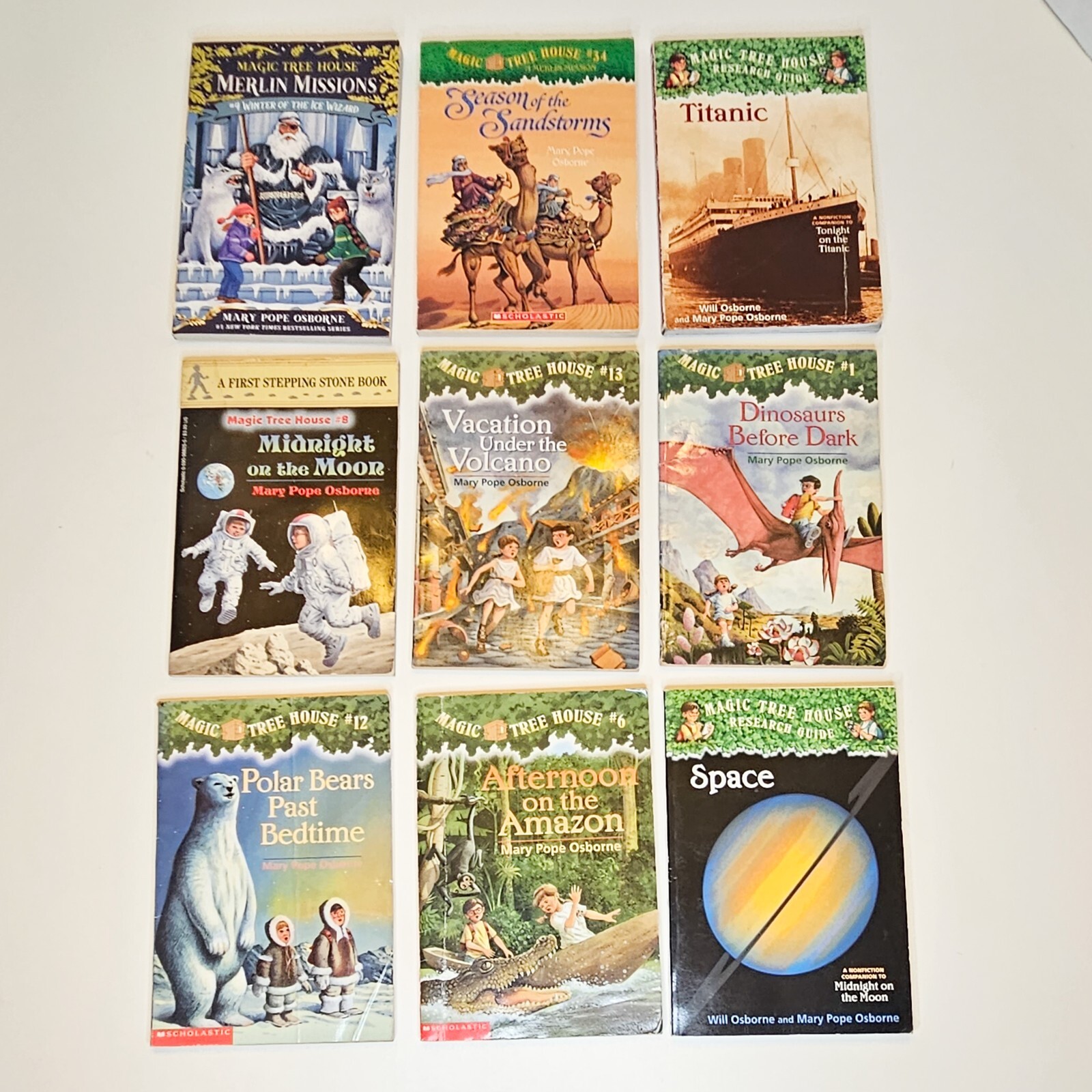 Lot 9 Magic Tree House Books #1 #6 #12 #13 #34 Research Guide Merlin Missions