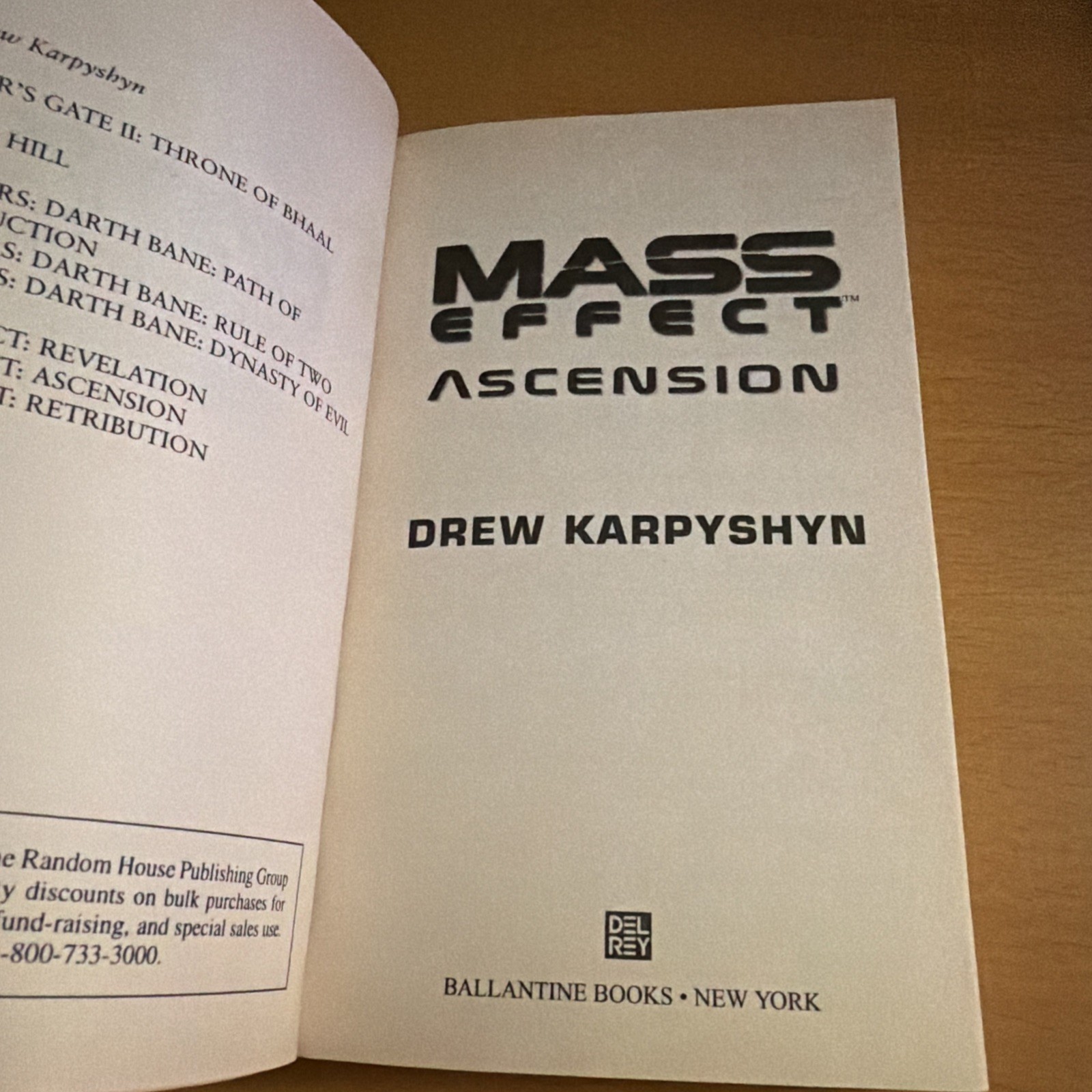 MASS EFFECT Paperback Lot 3 Novels Ascension/Retribution/Revelation by Karpyshyn