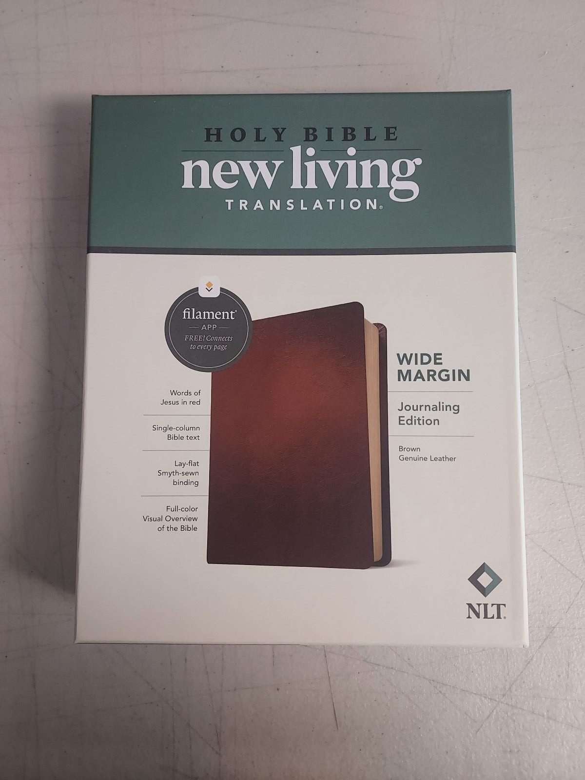 NLT Wide Margin Filament Study Bible Brown Geniune Leather (Holy Bible)