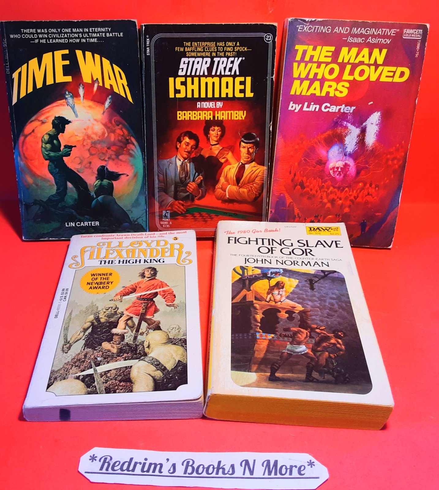 Lot 5 Vintage Sci-Fi Fantasy Books Star Trek Lin Carter John Norman More VG