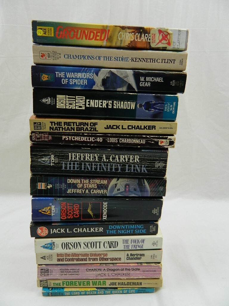 Lot of 15 Sci-fi Books Random Mixed Authors, Chandler, Card, Carver, Chalker