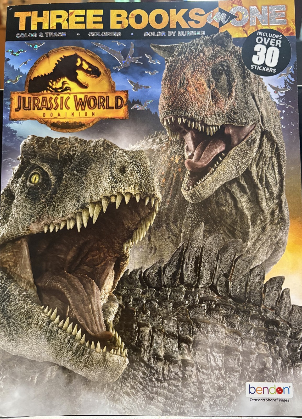 Jurassic World Three Books in One NEW Coloring Color & Trace Color by Number