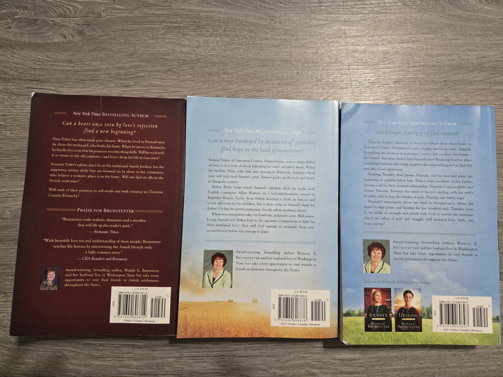 Kentucky Brothers Series by Wanda E Brunstetter-Paperbacks-set Of 3 Books-EC