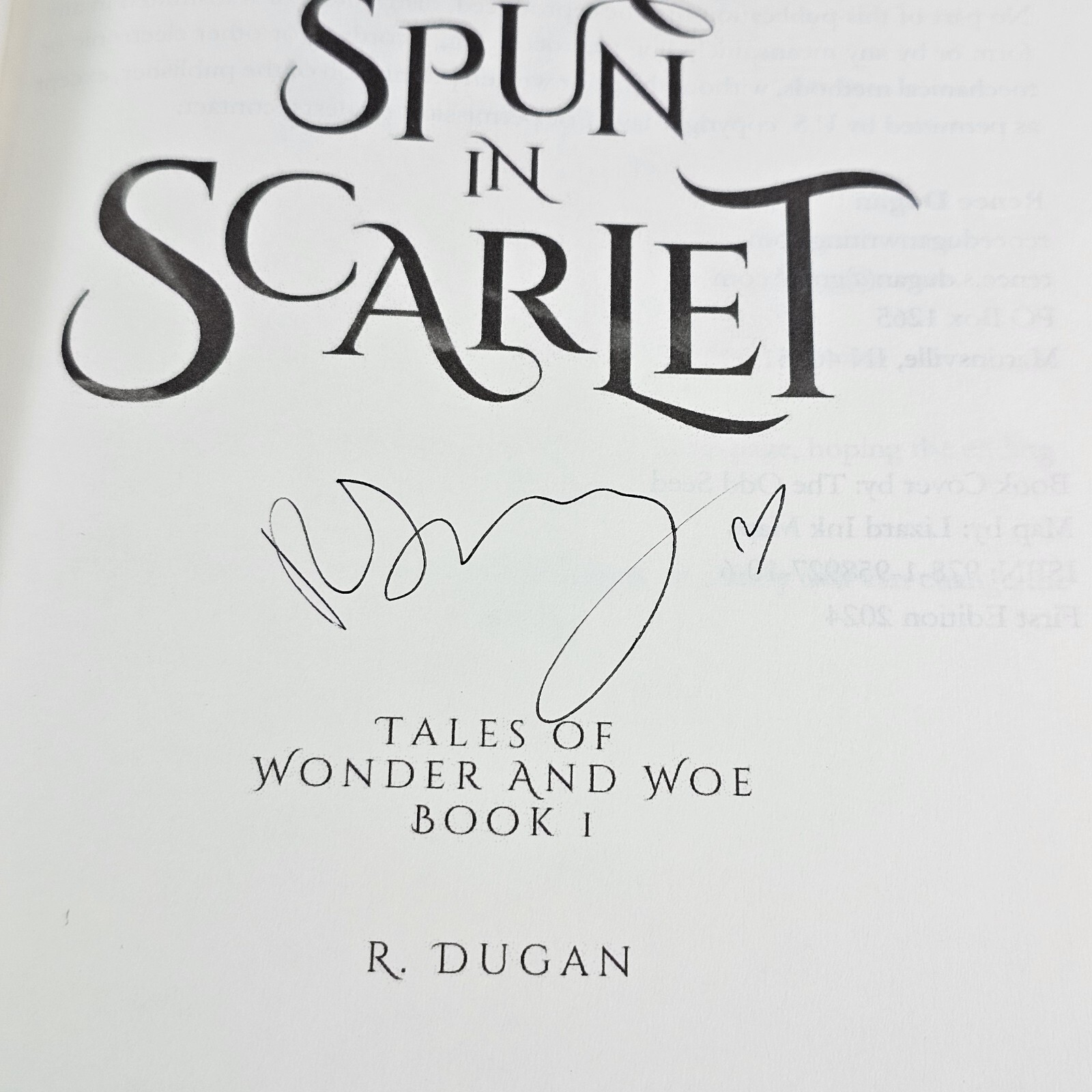 A Story Spun in Scarlet by R Dugan (Tales of Wonder and Woe) (HC, 2024) Signed!