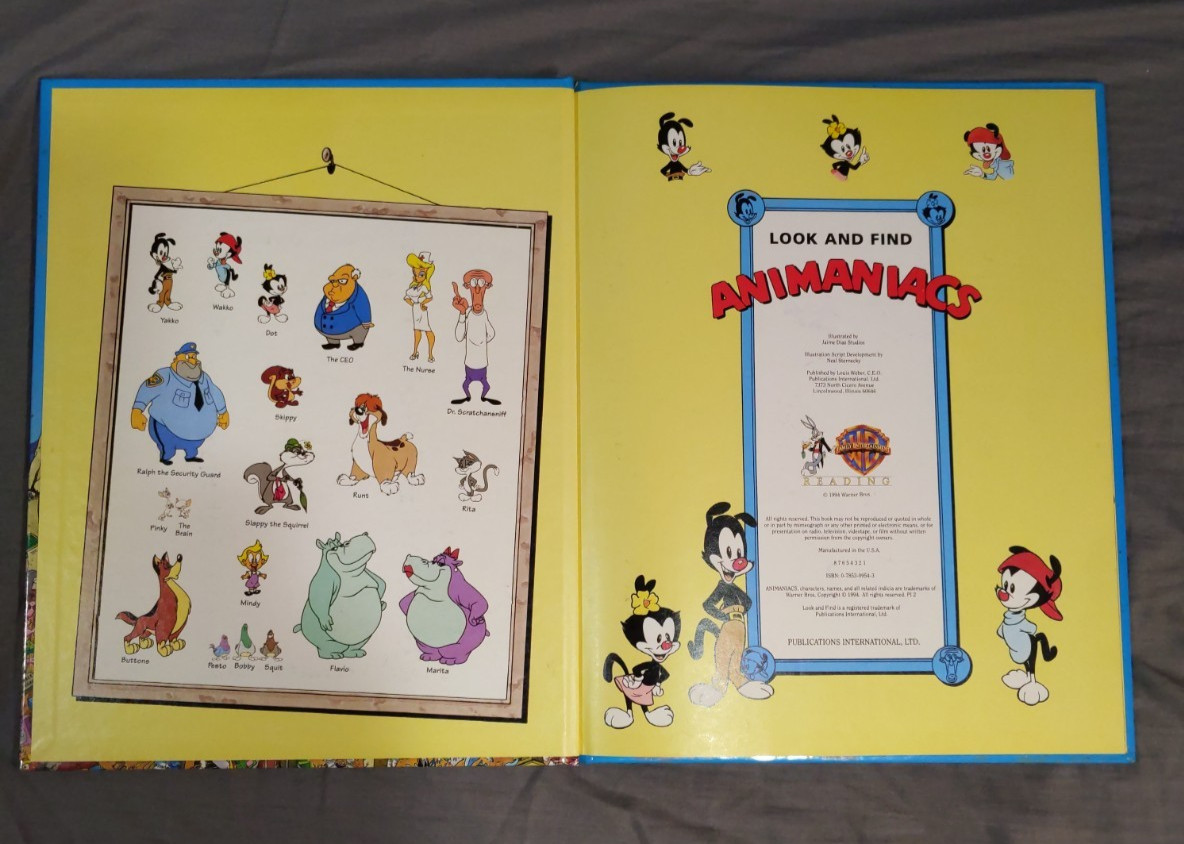 Look And Find Animaniacs Book 1994 Search and Find Characters Hardcover WB