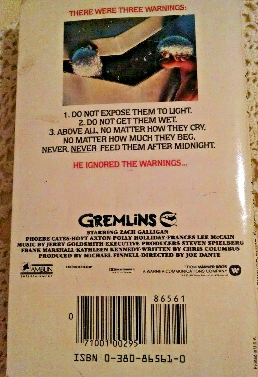 Gremlins George Gipe Steven Spielberg Avon 86561 Illsd 1st Jun 1984 Movie Tie In