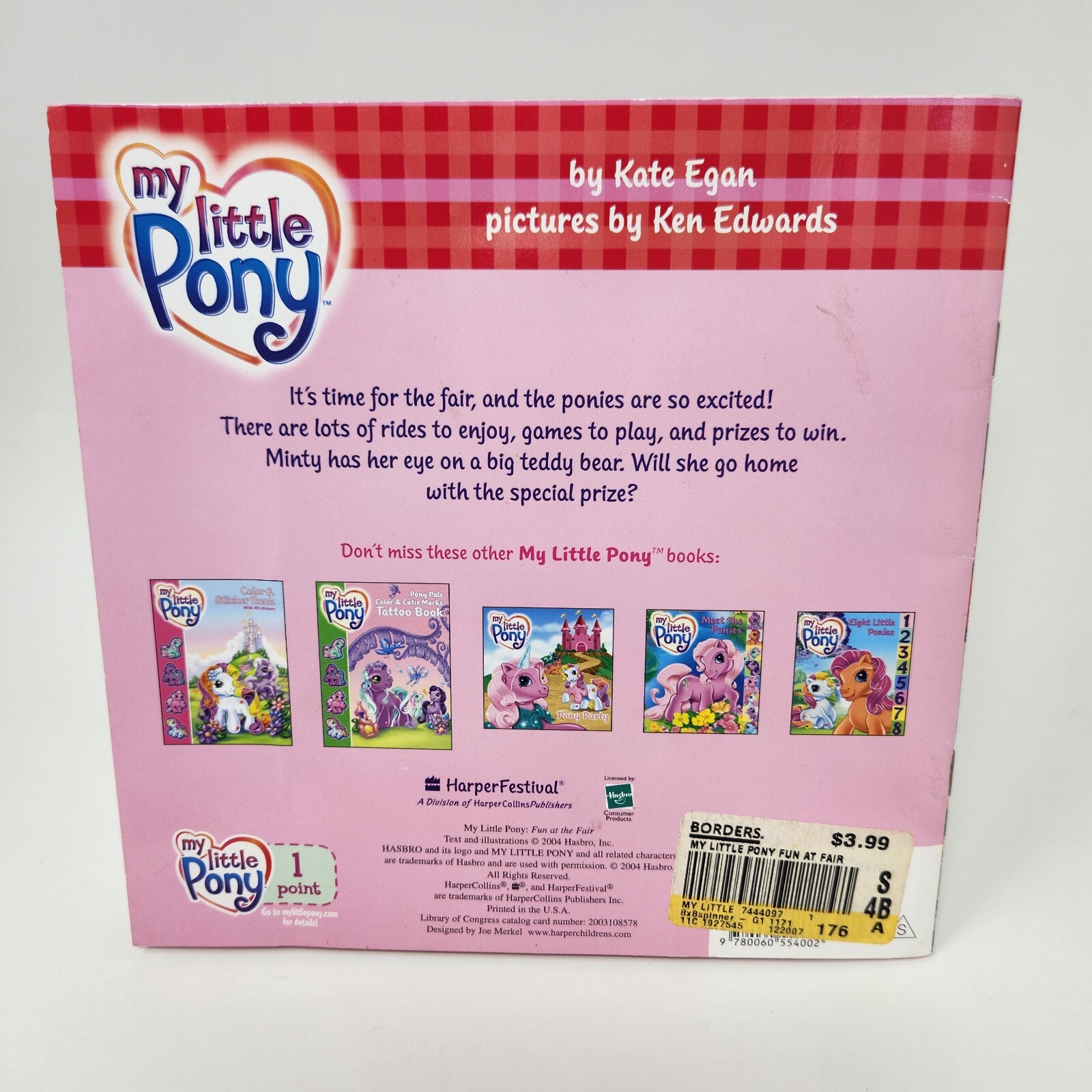 2004 MY LITTLE PONY FUN AT THE FAIR KATE EGAN BOOK HARPER FESTIVAL