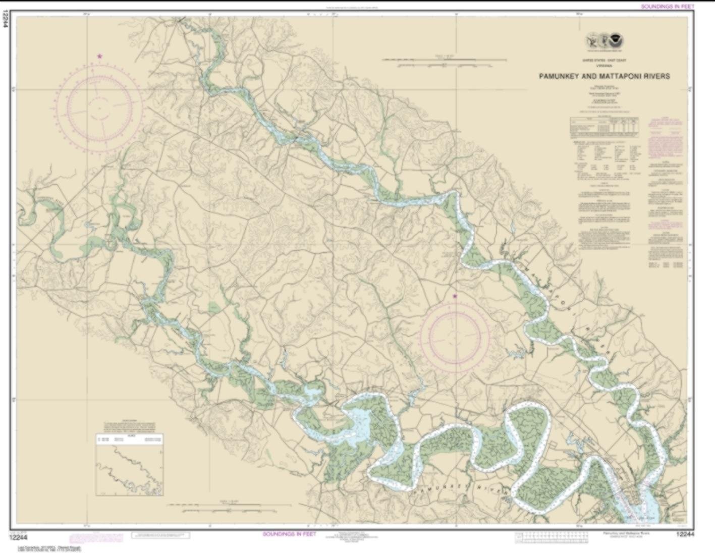 NOAA Chart 12244-Pamunkey And Mattaponi Rivers – Water-Resistant