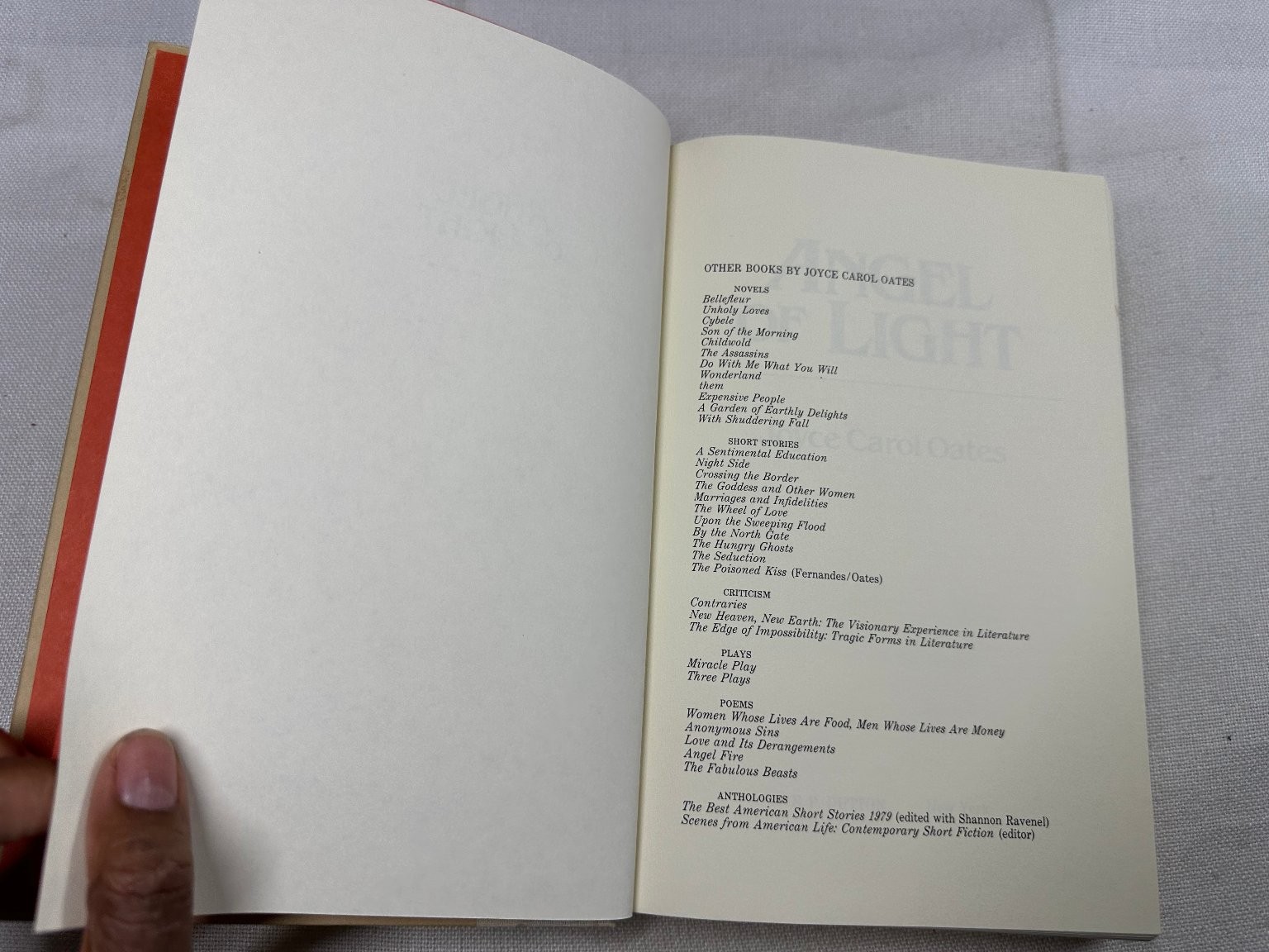 Angel of Light Joyce Carol Oates 1982 First Edition Novel E. P. Dutton