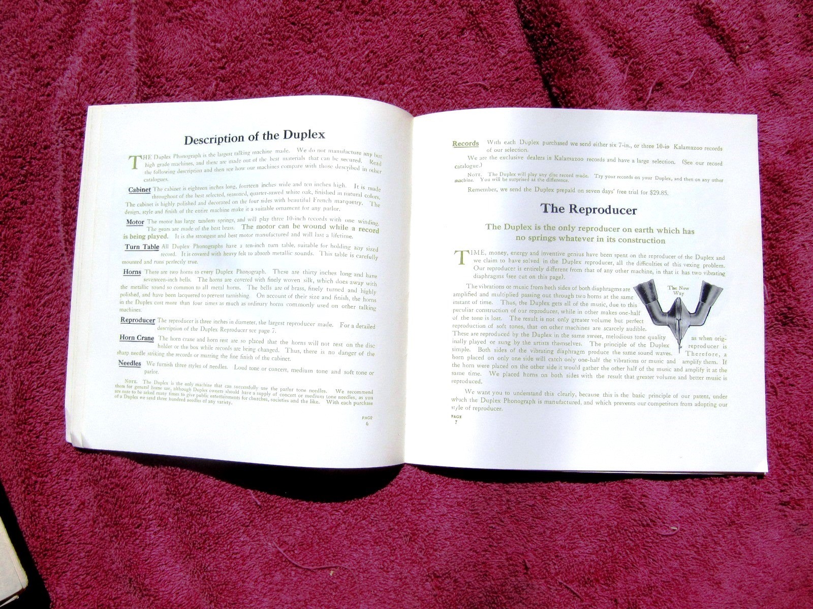 1907 THE Kalamazoo DUPLEX Phonograph Catalog Sales Brochure 1975 Reprint