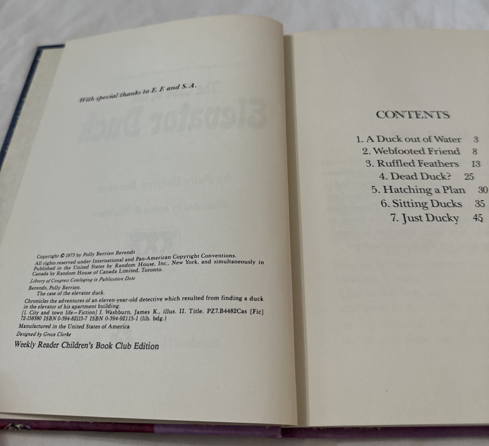 1973 “The Case Of The Elevator Duck” by Polly Berrien Berends Hardcover Book