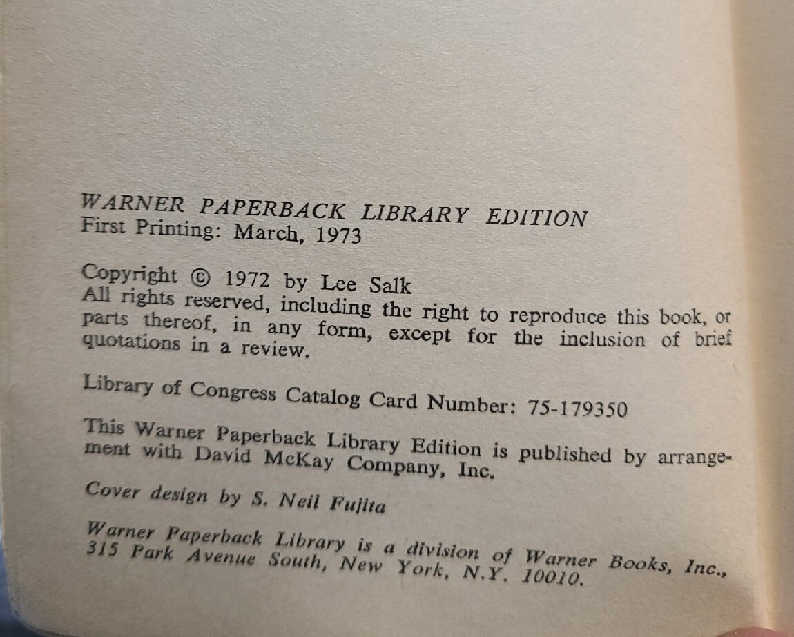 What Every Child Would Like His Parents To Know by Dr. Lee Salk 1st Printng 1973