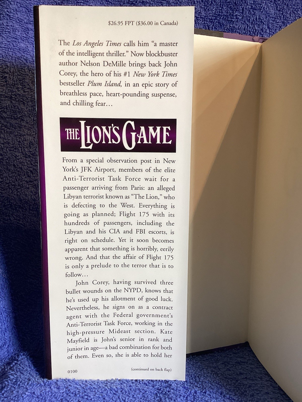 The Lion’s Game. Nelson DeMille Published By Warner Books 2000 677 Pages