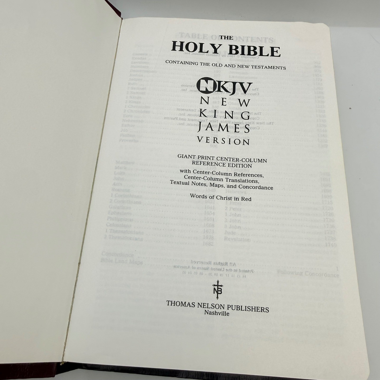 Thomas Nelson NKJV Holy Bible Giant Print Center Column Reference Burgundy 993BG