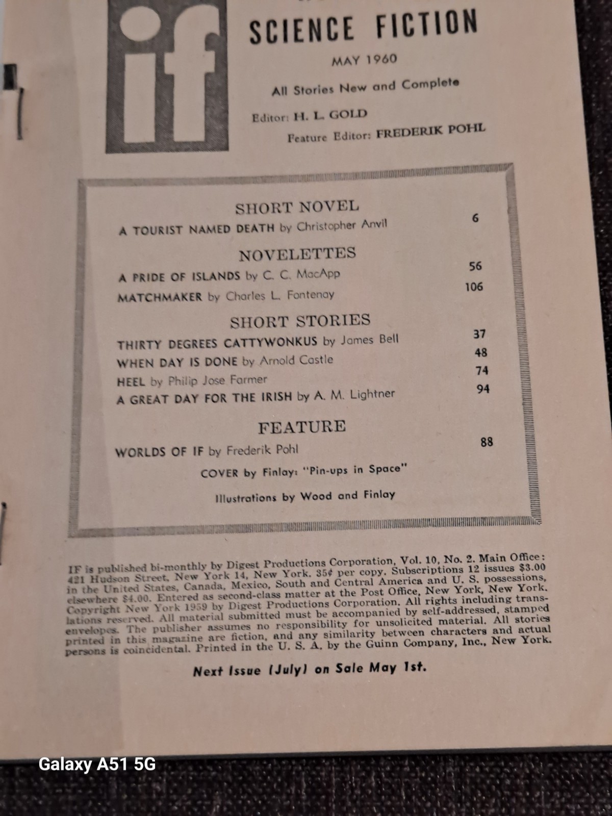 Philip Jose Farmer Heel in IF Science Fiction May 1960 very fine