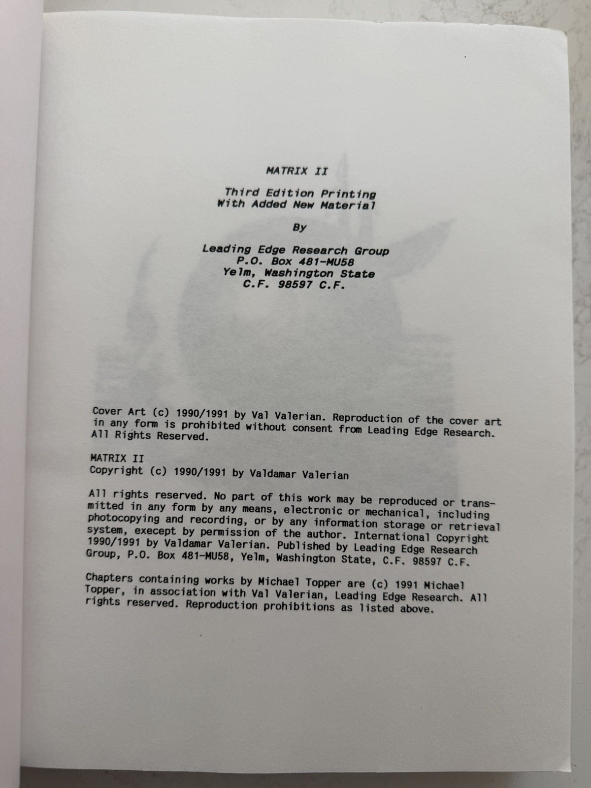 The Matrix II by Valdamar Valerian, 3rd Printing