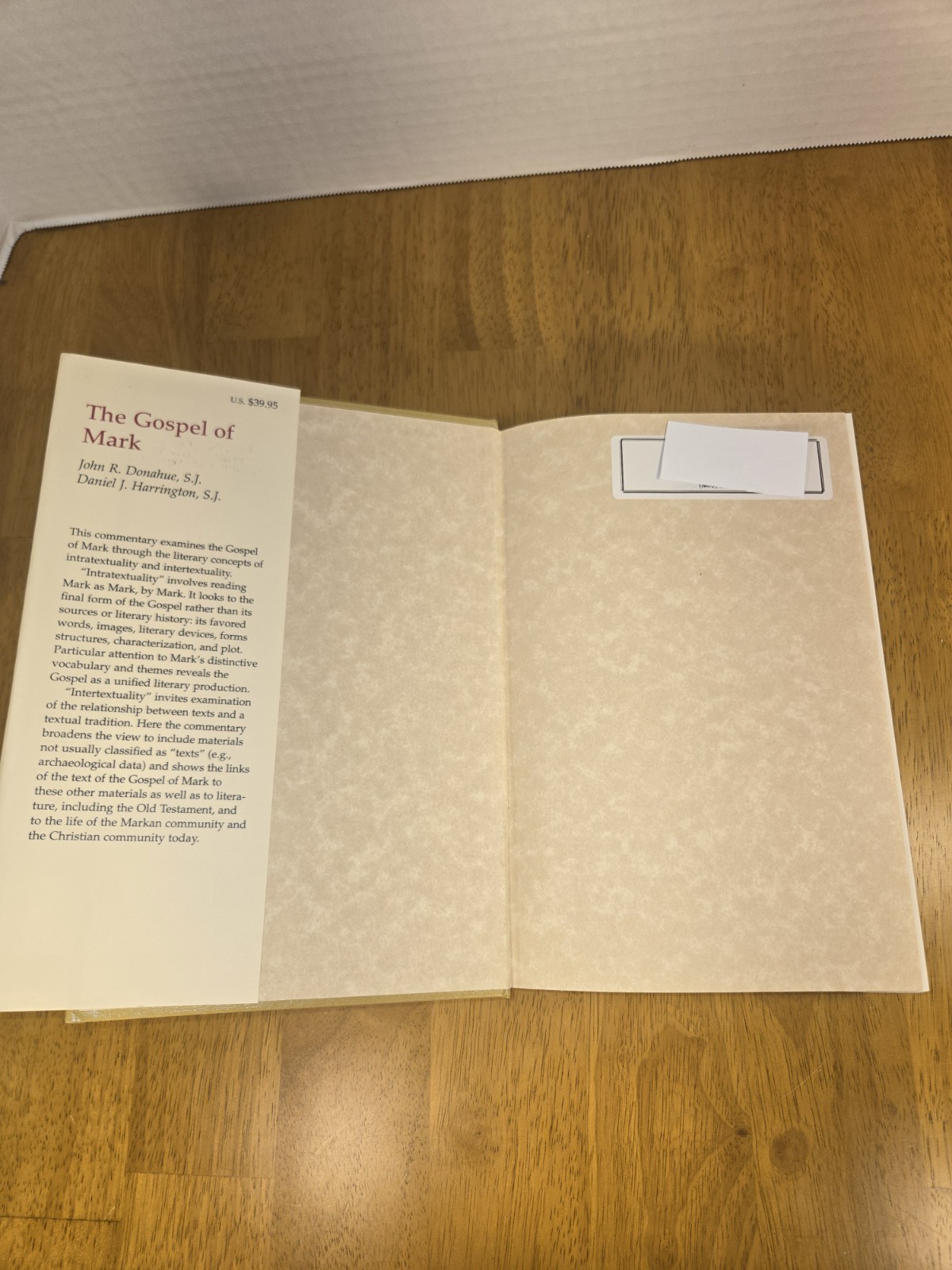 Sacra Pagina The Gospel of Mark HC Donahue & Harrington 2002 Commentary