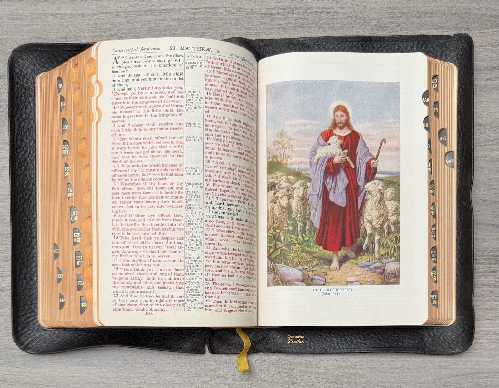 National KJV Bible 1939 Master Guide; Black GENUINE Leather; Indexed; Red Letter