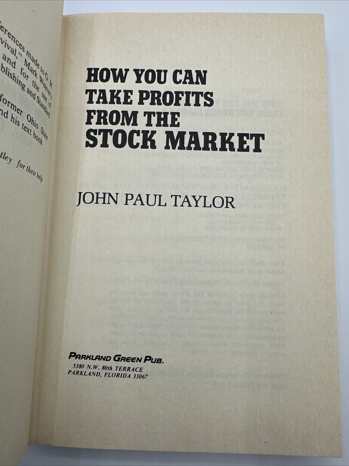 How You Can Take Profits From The Stock Market Signed John Paul Taylor 1985 DJ