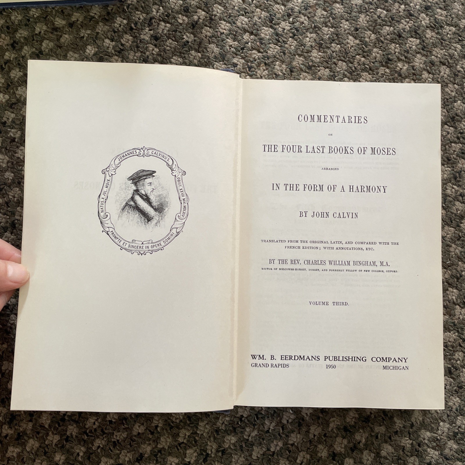 Calvin’s Commentary on Last 4 Books of Moses 4 Volume Set Eerdmans 1948 HB