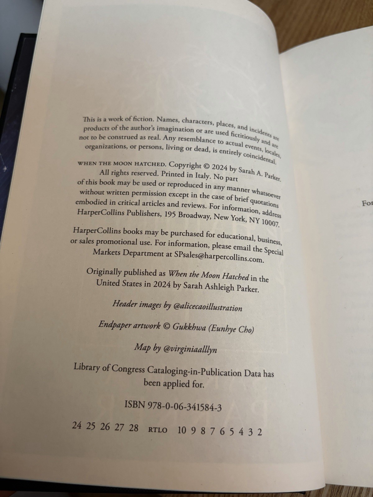 When The Moon Hatched by Sarah A. Parker Hardcover with Blue Sprayed Edges