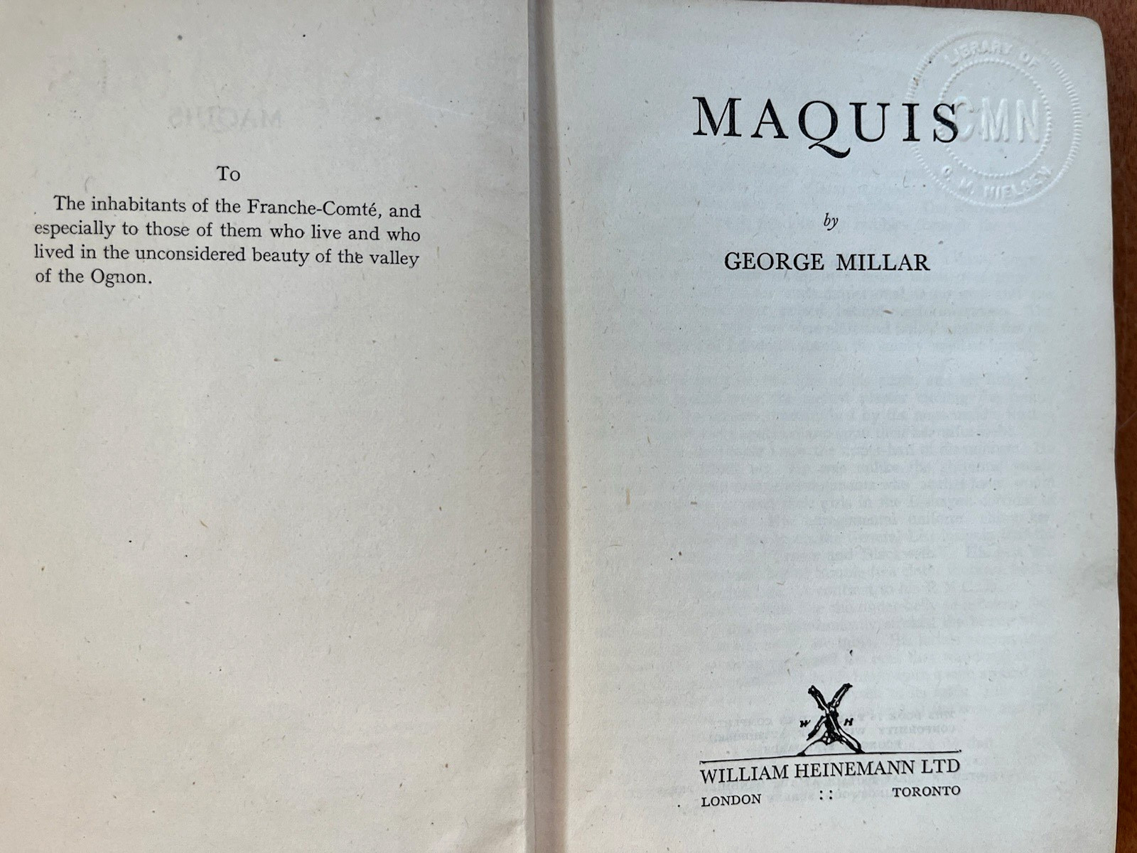 Maquis by George Millar, memoir of French Resistance (1945, HC) Good