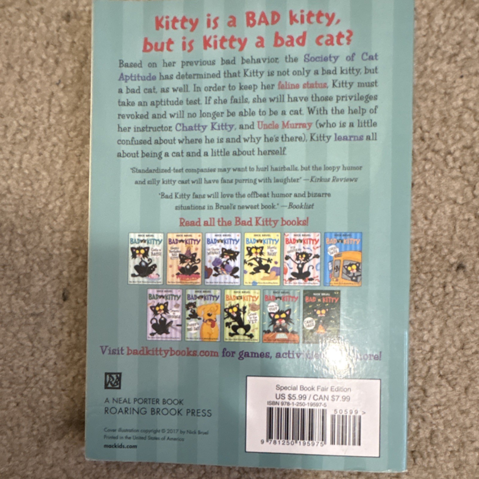 Bad Kitty Takes the Test by Nick Bruel Roaring Brook Press 2017 Special Edition