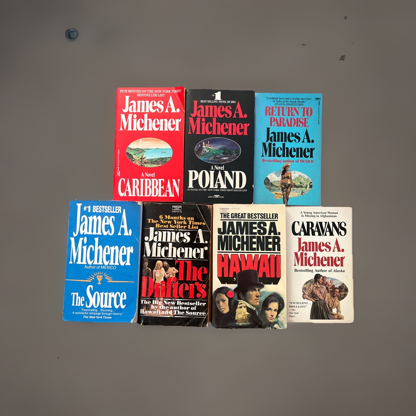 VINTAGE James A. Michener Book Lot of 7 Paperback Reader Novels Adventure