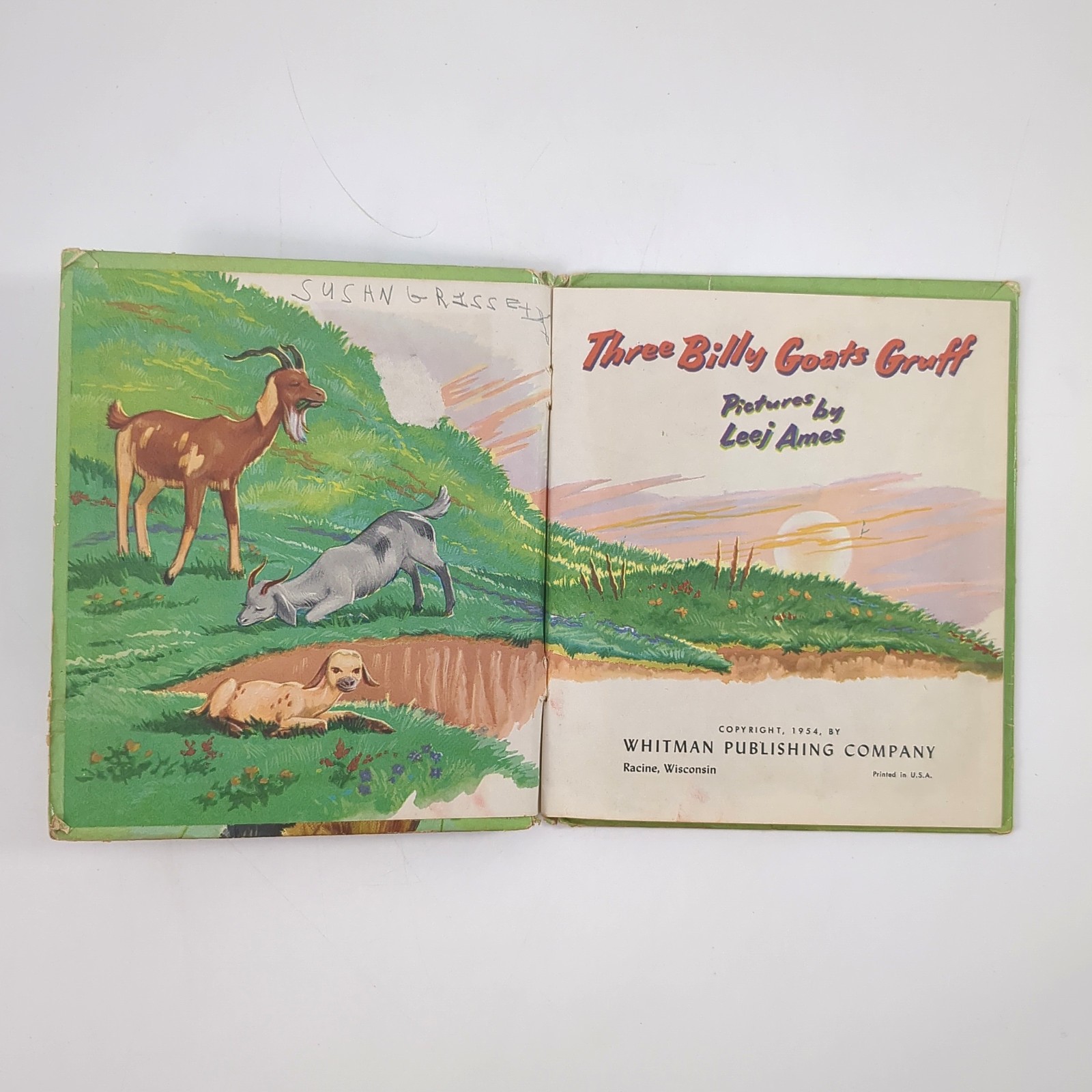 Three Billy Goats Gruff Troll Bridge Tell A Tale Picture Book Lee Ames 1954