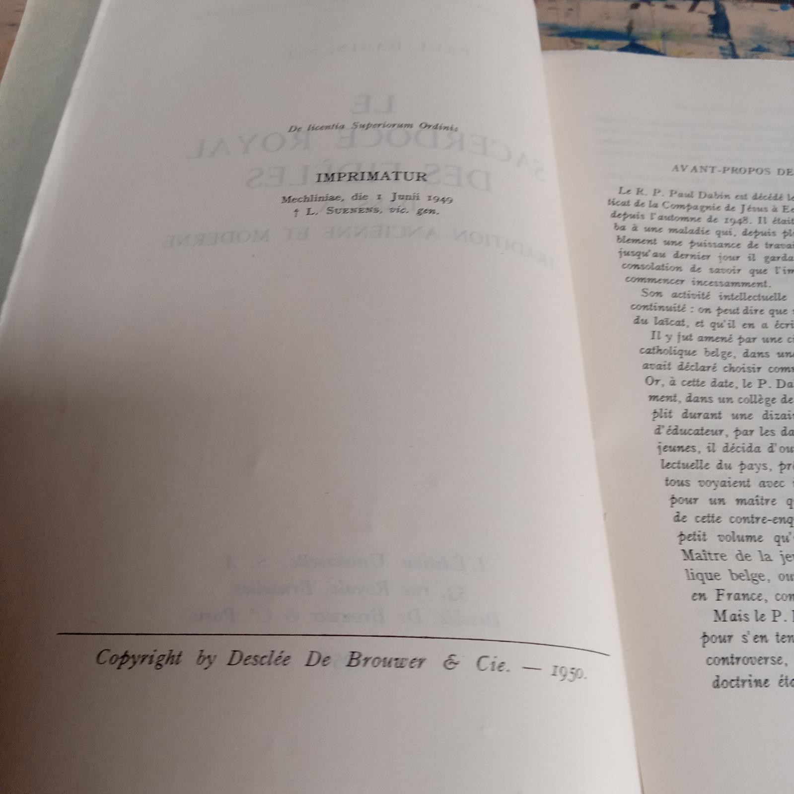 Paul Dabin Le Sacerdoce Royal Des Fideles 1950 Desclee De Brouwer Paris 4toSC VG