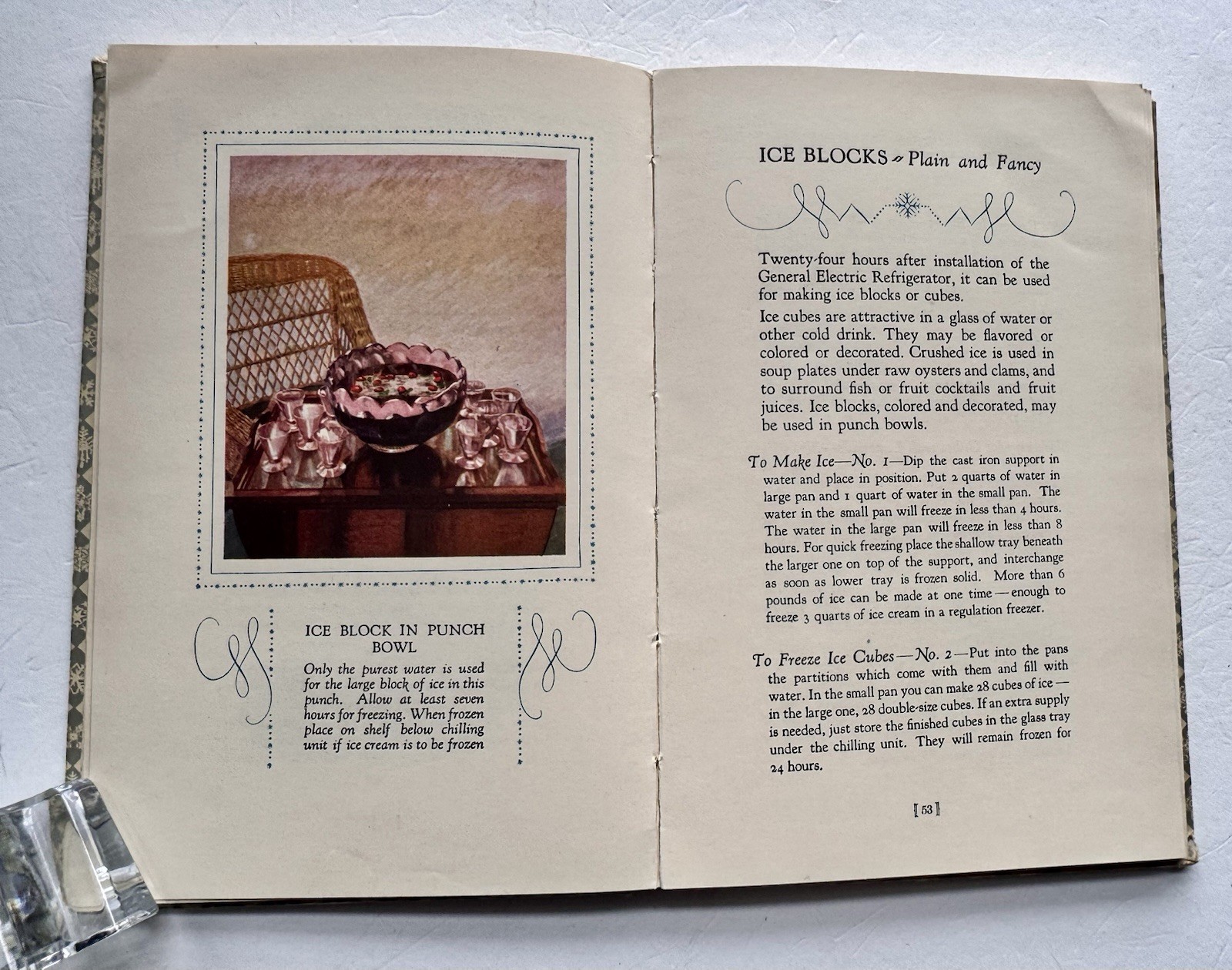 General Electric 1927 ELECTRIC REFRIGERATOR HC Recipes & Menus