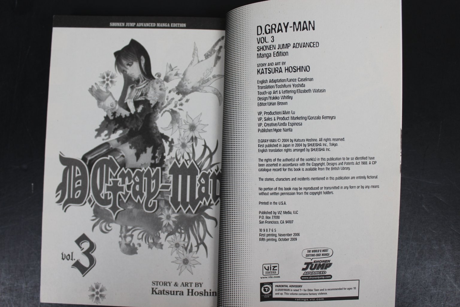 D.Gray-Man Vol 3 Katsura Hoshino 2009 Manga Shonen Jump Advanced VIZ Media ~VG