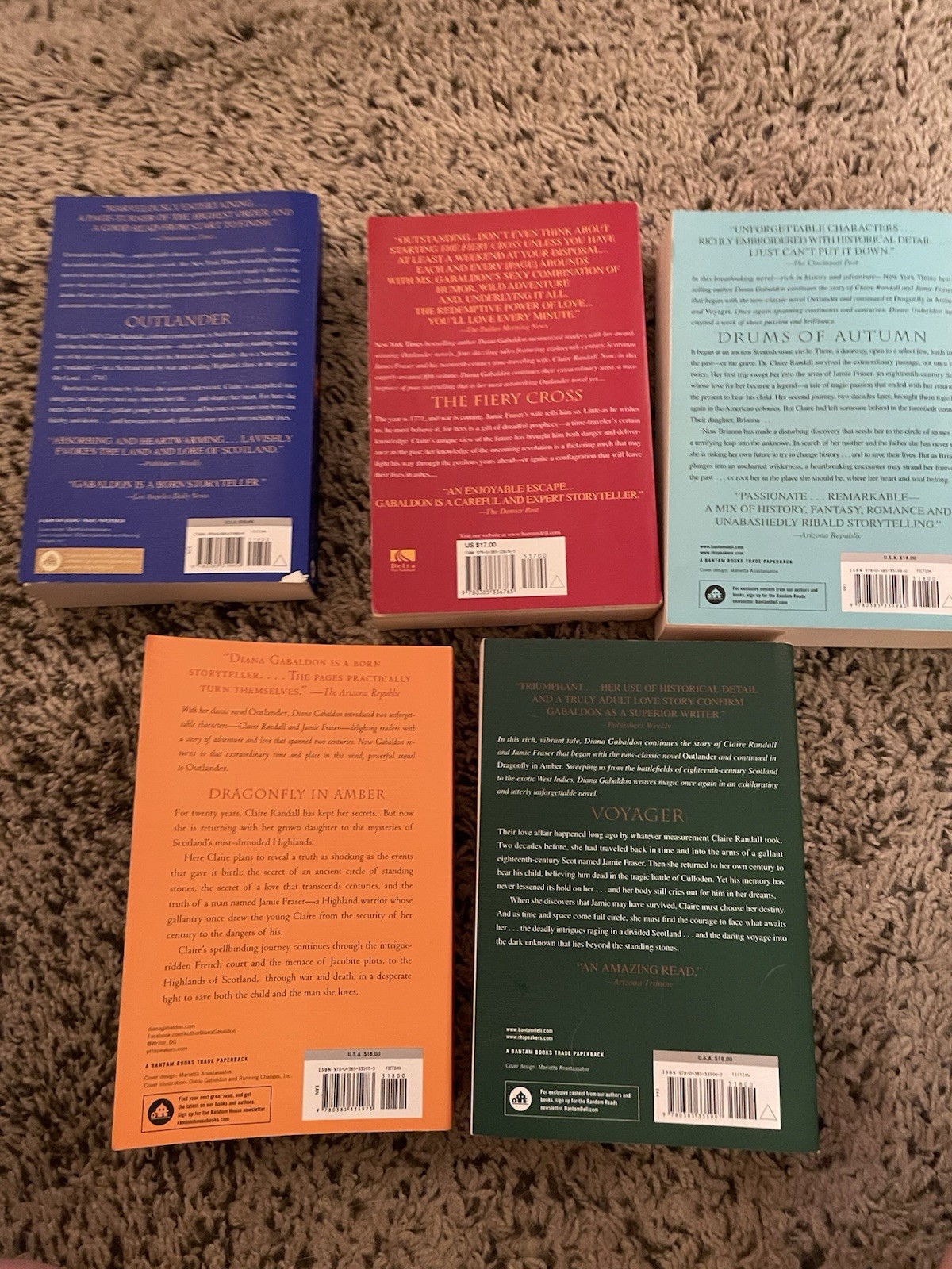 OUTLANDER Series 1-5, Diana Gabaldon Large Trade Paperback Books, Lot of 5