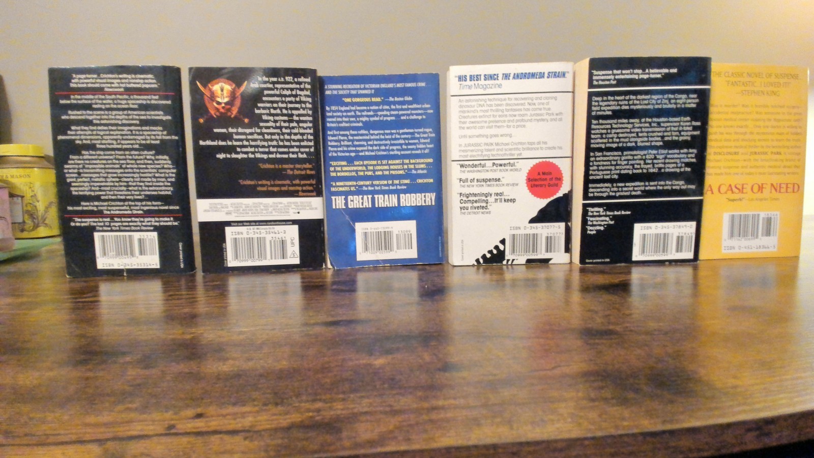 Michael Crichton PB Book Lot of 6 – Jurassic Park, Congo, Sphere & More