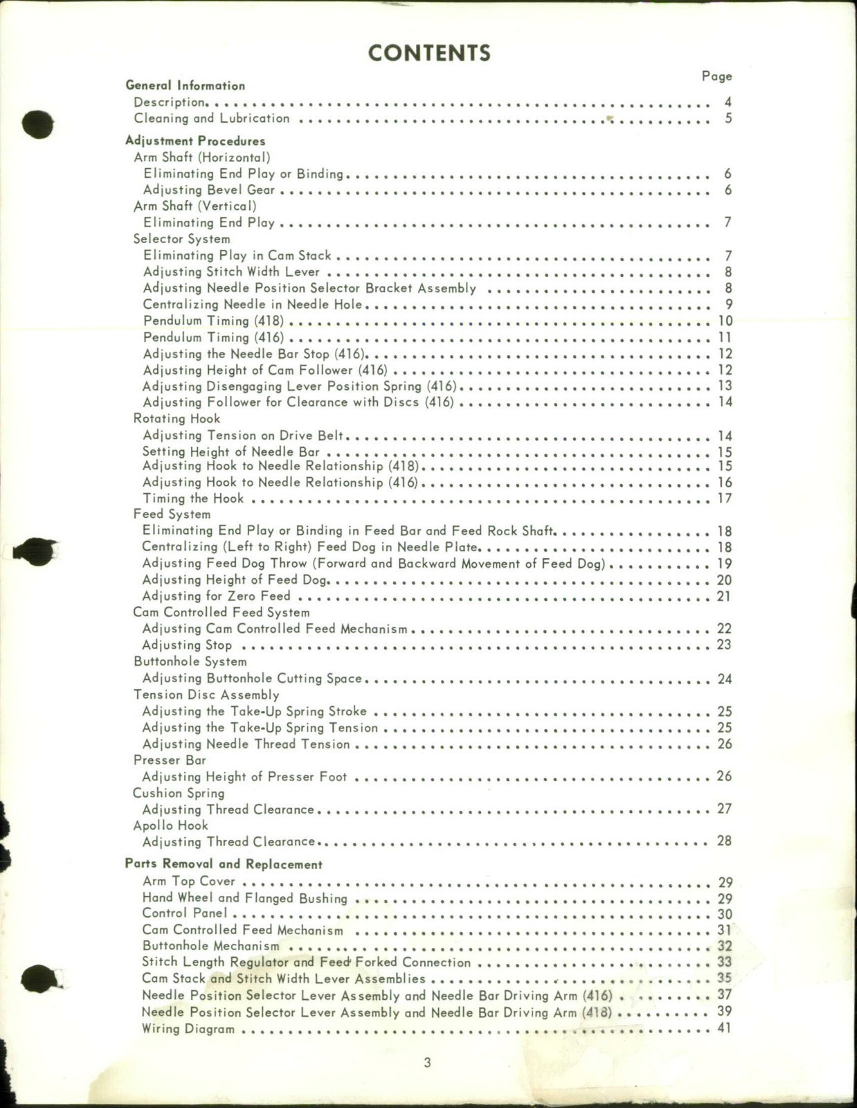 SINGER 416 418 Sewing Machine Service Manual – STEEL WIRE BIND – TOUGH COVERED