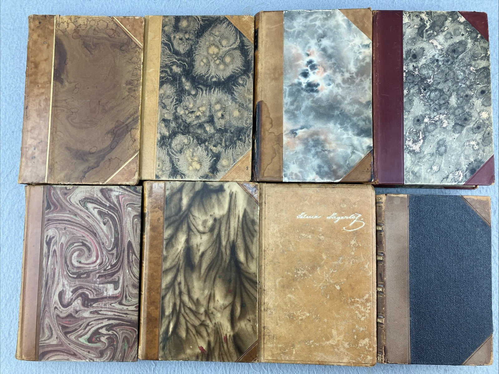 Leather Books Decor Mixed Languages Lot Of 8 Decorative Interior Design Vintage
