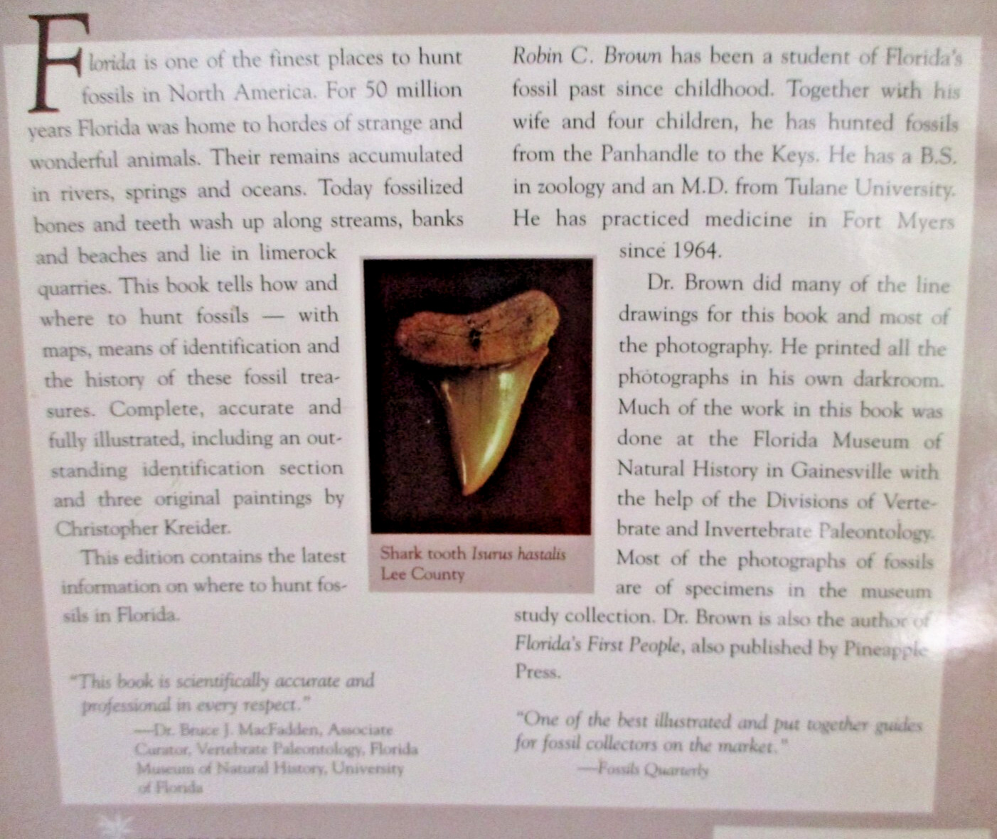 Florida’s Fossils by Brown Guide to Location, Identification and Enjoyment book