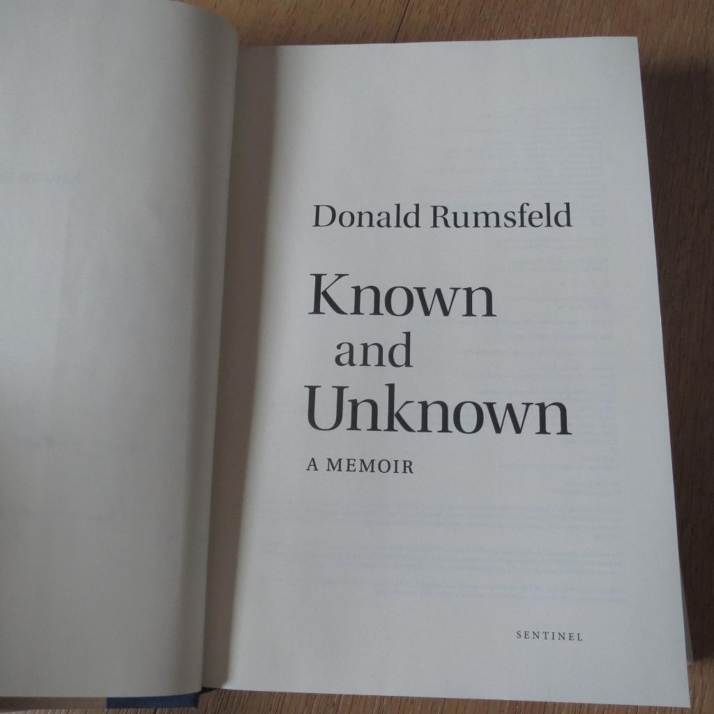 Known and Unknown Memoir Donald Rumsfeld Signed Ronald Reagan Library 1st Ed