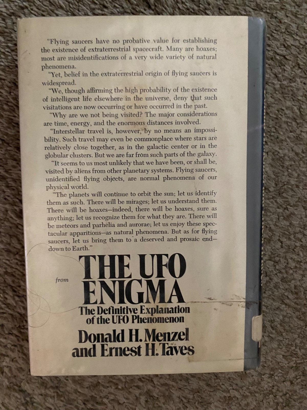 UFO Enigma-the Definitive Explanation of the UFO Phenomenon by Donald H. Menzel