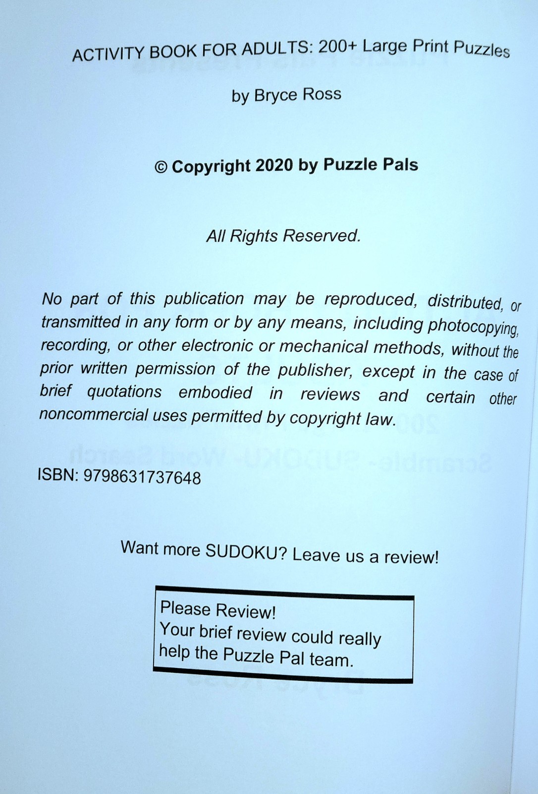 Adult Activity Book For Adults: 200+ Large Print Puzzles Bryce Ross