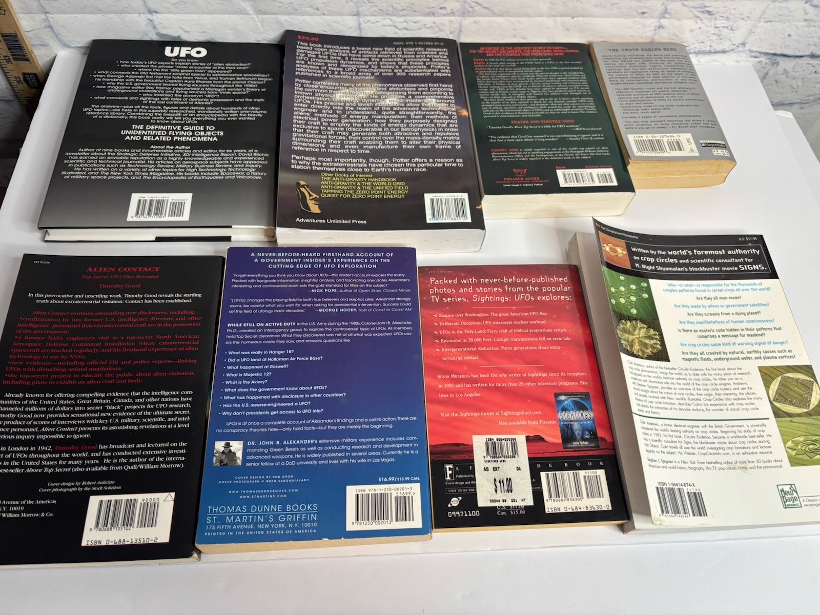 Lot of 8 UFO Alien Books Paranormal Unexplained Phenomena Crop Circles Sci-Fi