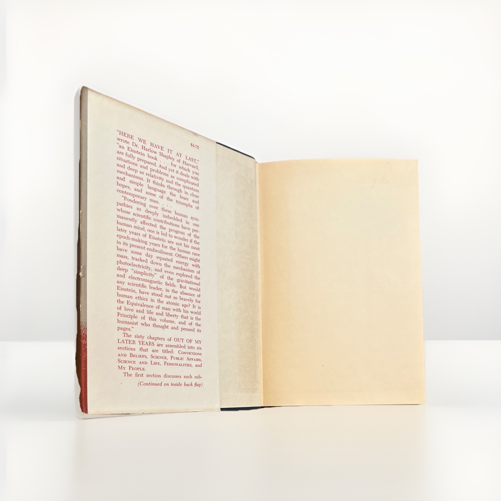 Out of my Later Years by Albert Einstein 1950 First Edition Hardcover Book w/DJ