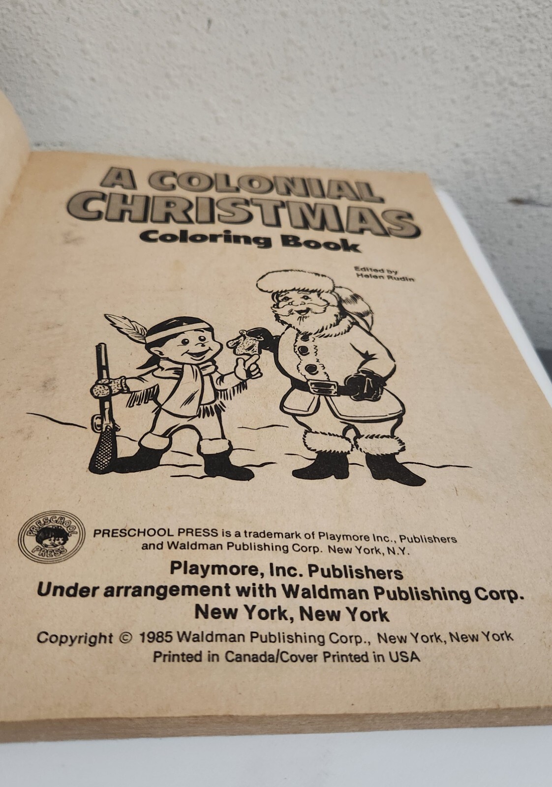 A Colonial Christmas Coloring Book Smoke Free Home 7-10 used pages 83-85 good