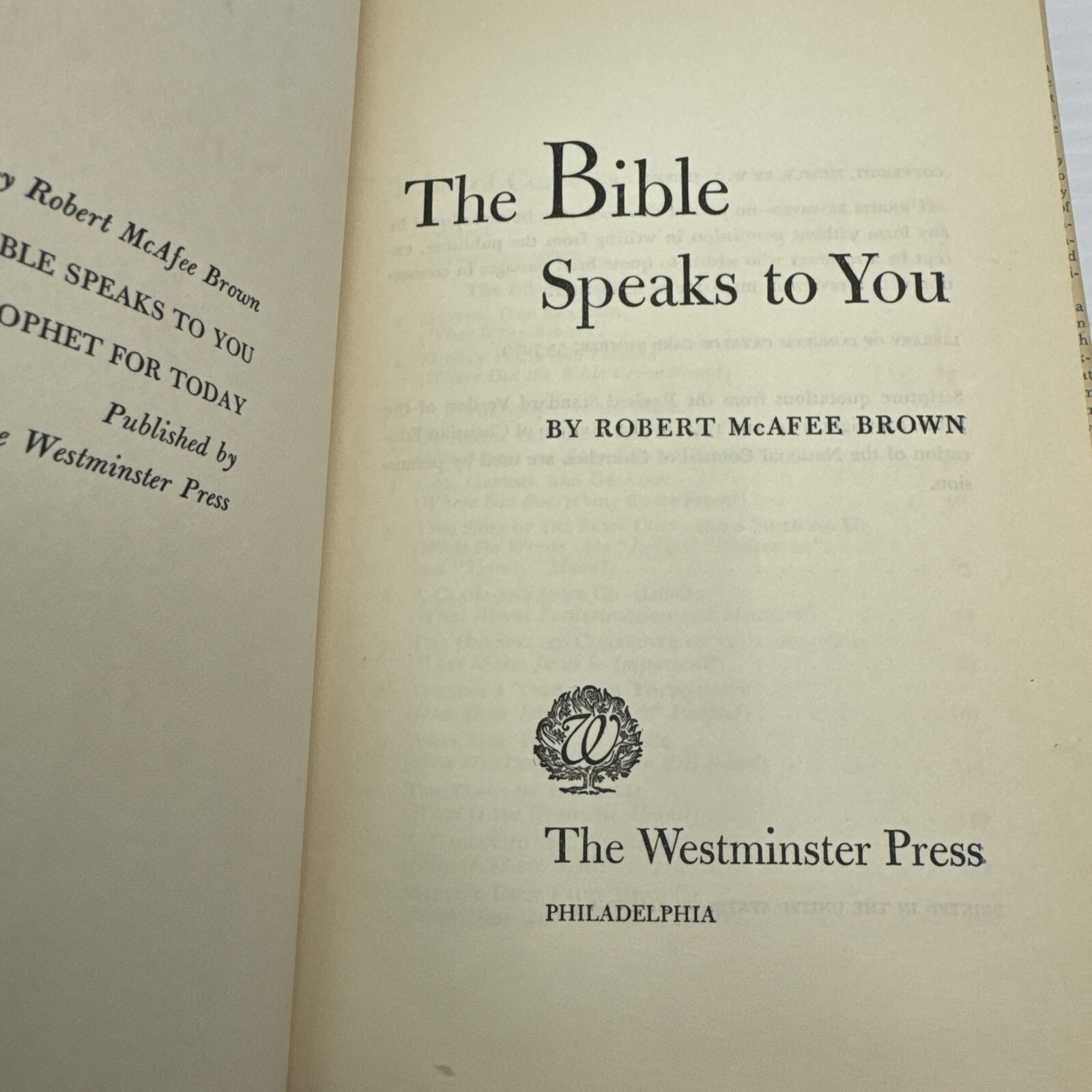 The Bible Speaks to You Robert McAfee Brown Hardcover 1955 The Westminster Press