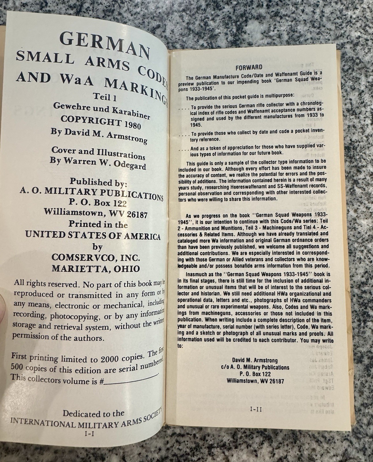 German Small Arms Codes WaA Markings Collectors Pocket Reference WWII Military