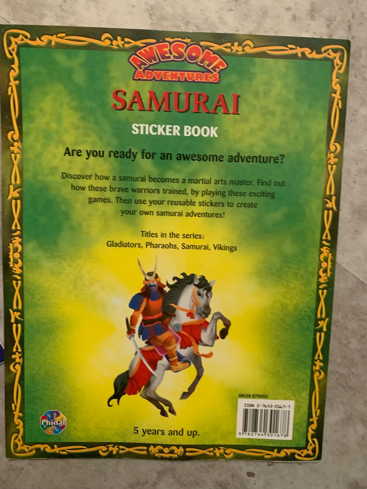 2 Awesome Adventures Reusable Sticker Book – ASTRONAUTS & SAMURAI. Unused!