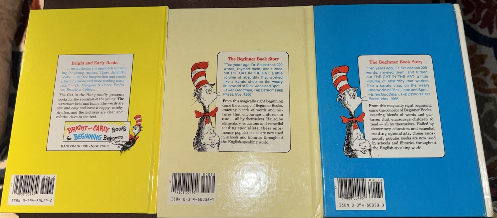 3 Vintage Hardcover Dr Suess Children’s Books Fox In Socks ABC Mr Brown Beginner