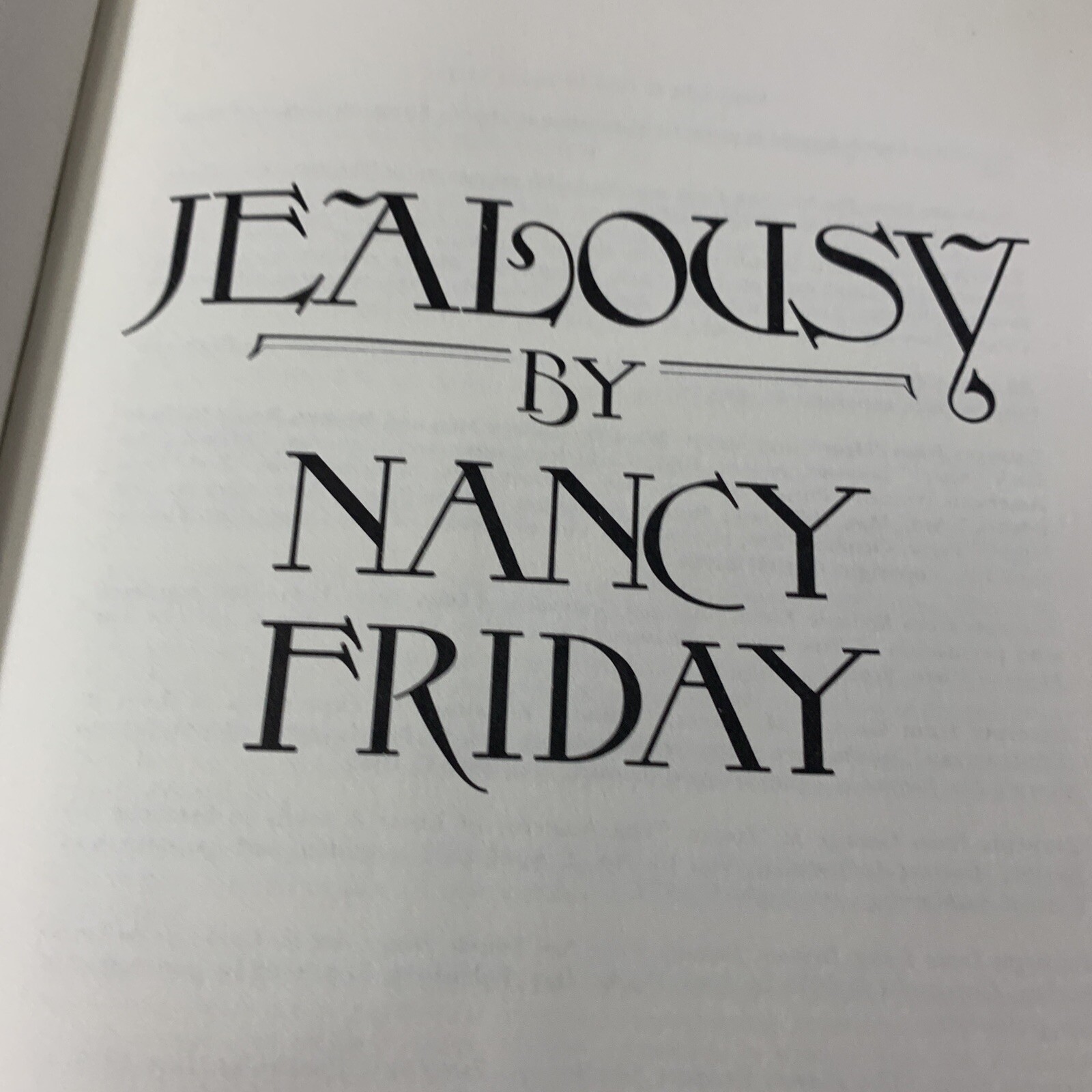 Jealousy Hardcover Book By Nancy Friday With Dust Jacket 1st Edition